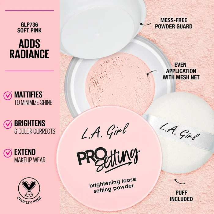 L.A.Girl Pro Setting Brightening Loose Setting Powder 5g - Soft Pink GLP736