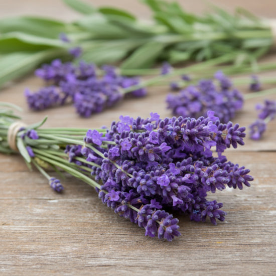 Bouquet of lavender on a wooden surface