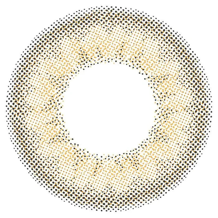 Graphic design of Lilmoon Monthly Skin Grege (Prescription) circle contact lens packaging with dot pattern and detailed limbal ring, designed to enlarge the eyes