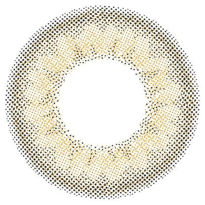 Graphic design of Lilmoon Monthly Skin Grege (Prescription) circle contact lens packaging with dot pattern and detailed limbal ring, designed to enlarge the eyes