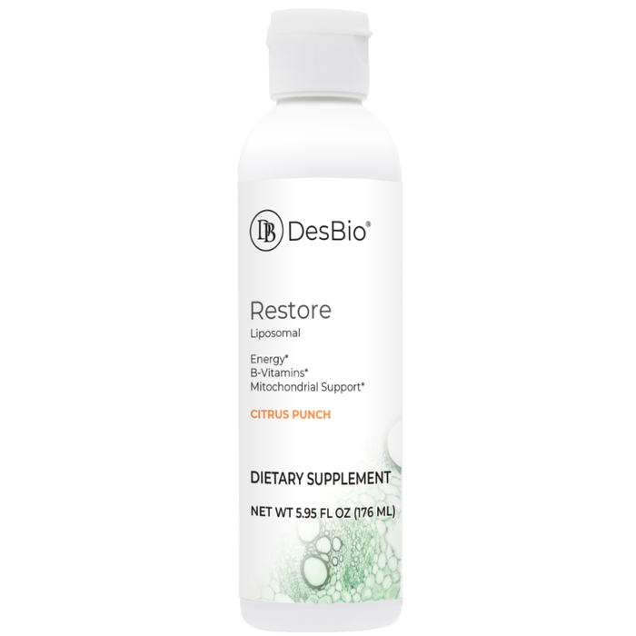 Liposomal Restore offers replenishment of essential B-vitamin co-factors and vitamin C in a liposomal delivery system. These essential nutrients may perform many critical roles in the body for supporting the neurological system, mitochondrial health, and energy metabolism.