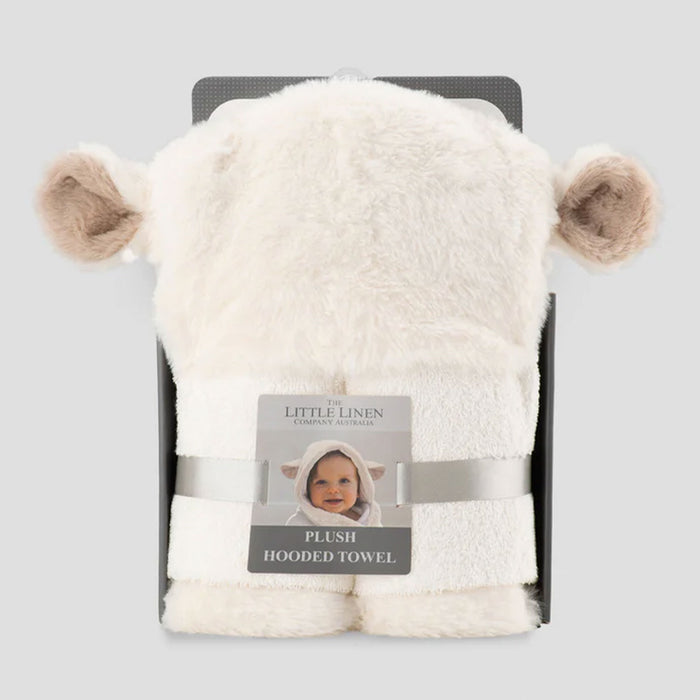 Little Linen Baby Plush Hooded Towel - Farmyard Lamb