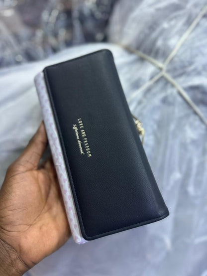 Love and Freedom Long Wallet – Black