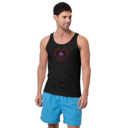 Love As Activism Tank in black on man