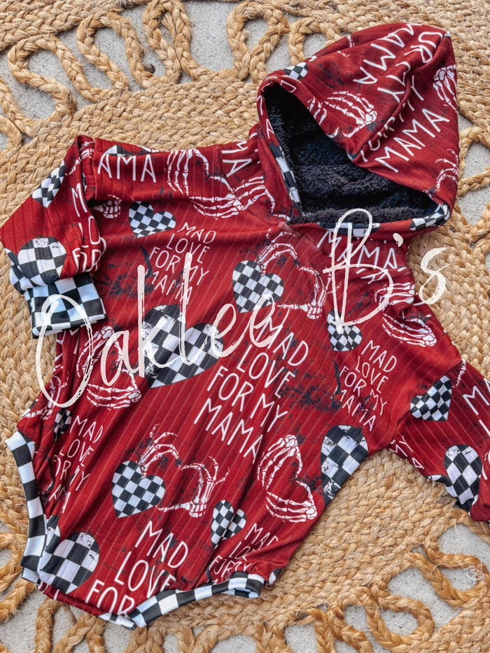 Mad Love Hooded Sweater Romper w Snaps
