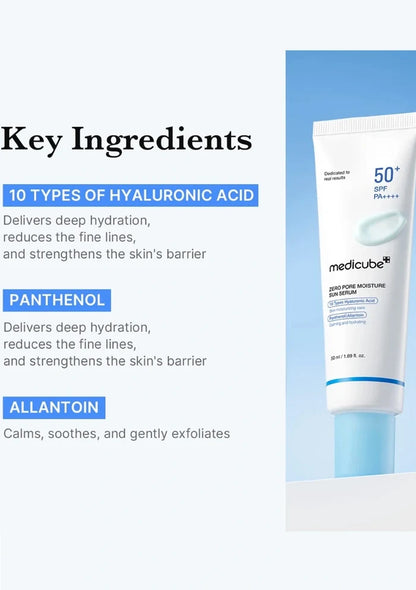 Medicube skincare product with key ingredients listed on a white background