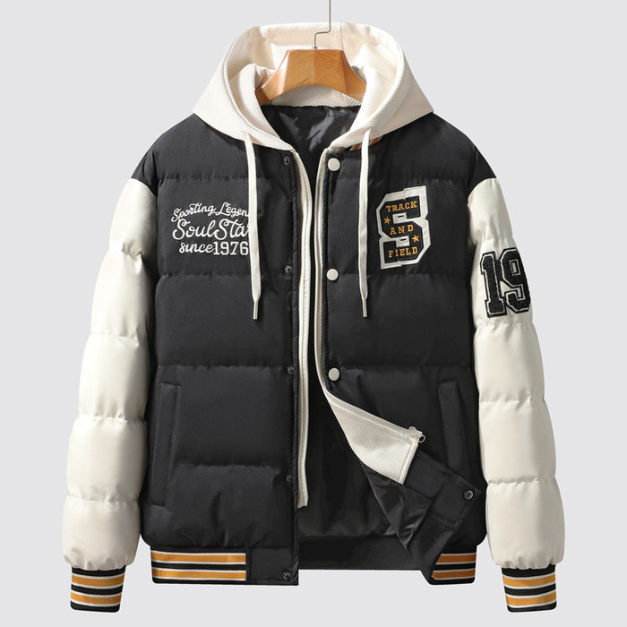 Men's Korean Style Hooded Winter Coat - Slim Fit Thermal Jacket Green