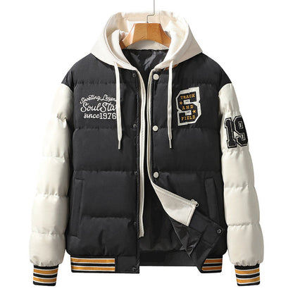 Men's Korean Style Hooded Winter Coat - Slim Fit Thermal Jacket Green