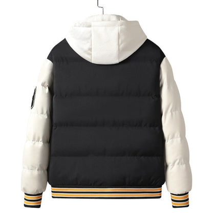 Men's Korean Style Hooded Winter Coat - Slim Fit Thermal Jacket Green