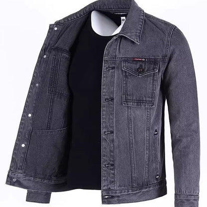 Men's Loose Workwear Denim Jacket - Korean Style Lapel Jacket