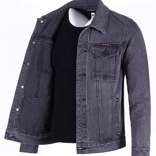 Men's Loose Workwear Denim Jacket - Korean Style Lapel Jacket