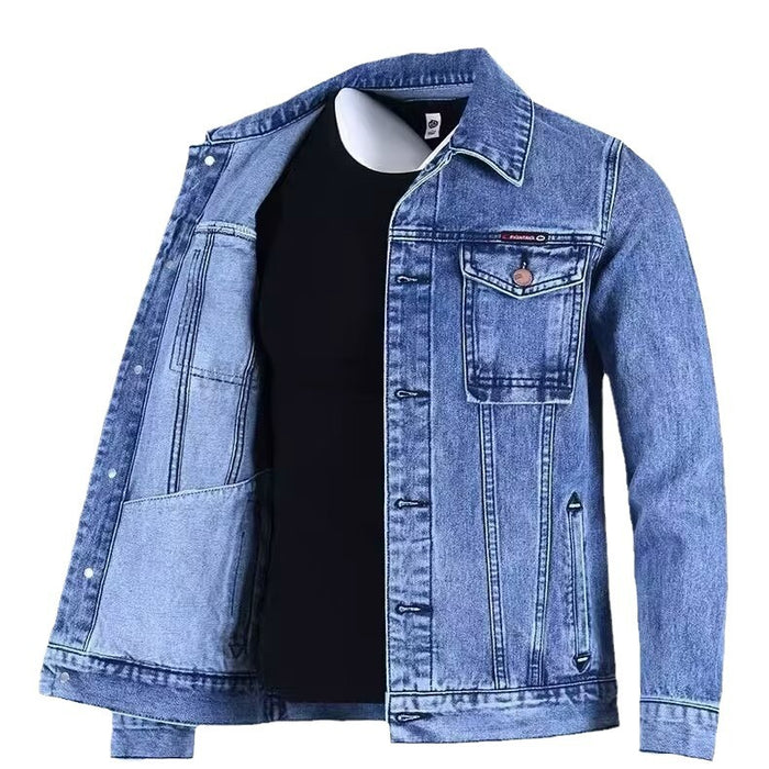 Men's Loose Workwear Denim Jacket - Korean Style Lapel Jacket