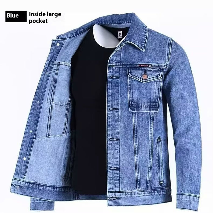 Men's Loose Workwear Denim Jacket - Korean Style Lapel Jacket