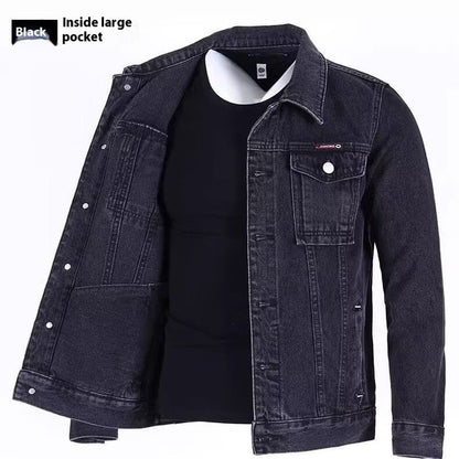 Men's Loose Workwear Denim Jacket - Korean Style Lapel Jacket