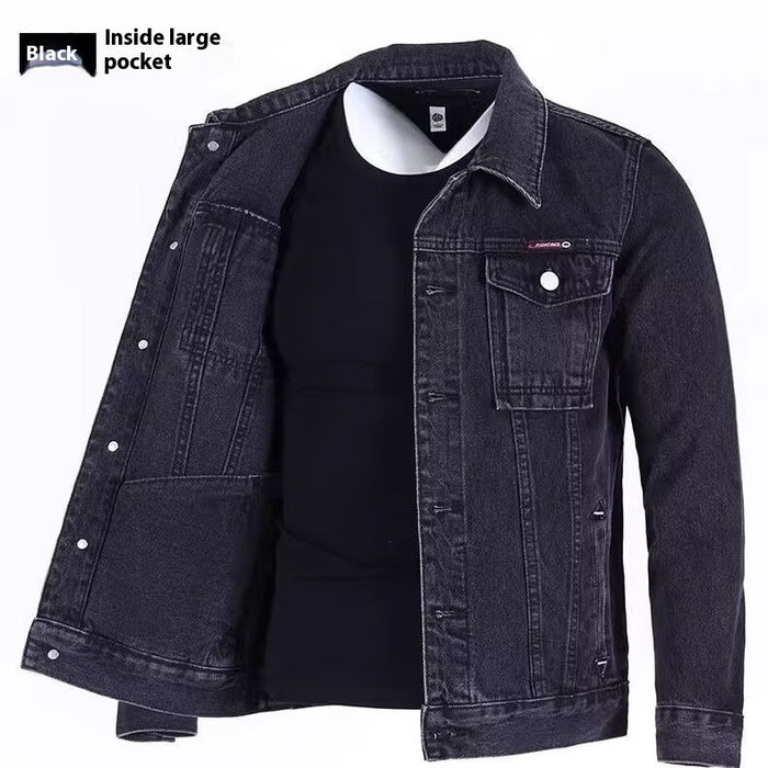 Men's Loose Workwear Denim Jacket - Korean Style Lapel Jacket