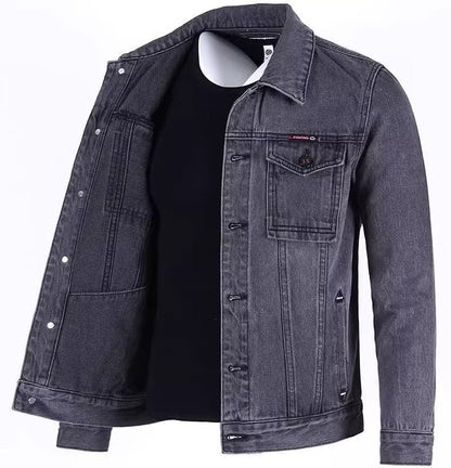 Men's Loose Workwear Denim Jacket - Korean Style Lapel Jacket