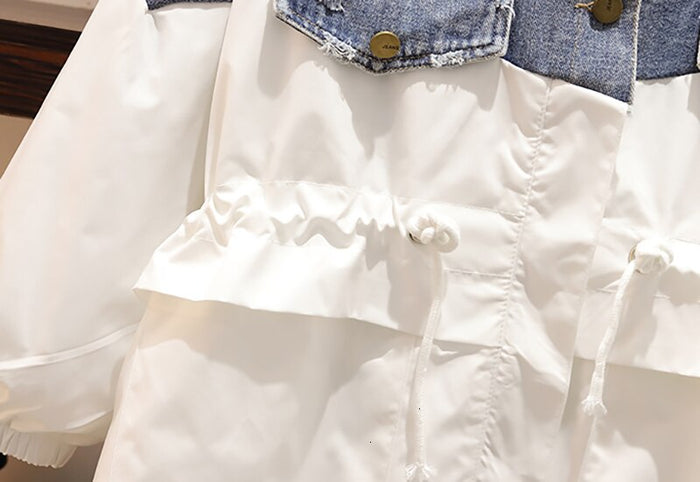Men's Patchwork Denim Jacket - Korean Style Long Sleeve