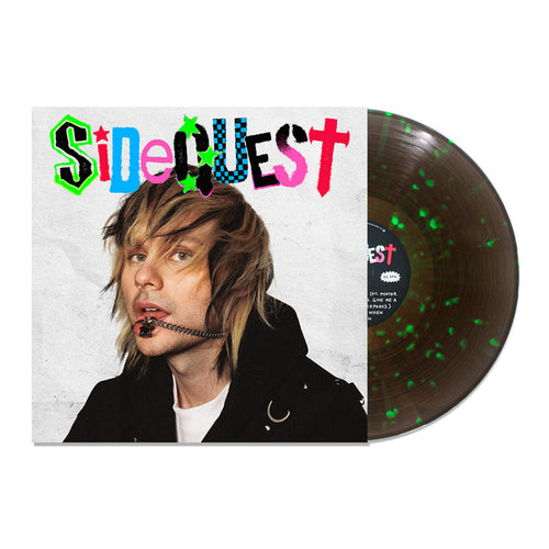 Vinyl record with colorful 'SIDEQUEST' cover featuring a person with styled hair.