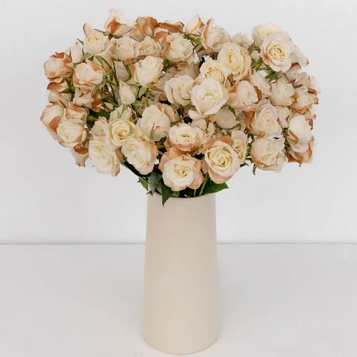 Mocha Mousse Ivory Spray Roses Vase - Image