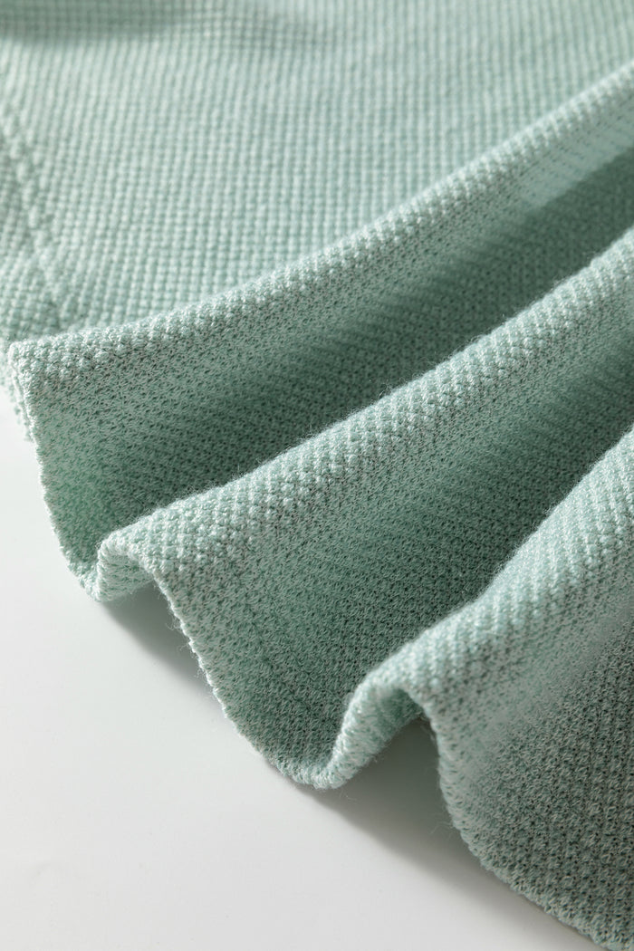 Moonlight Jade Textured Raglan Sleeve Knit Loose Top