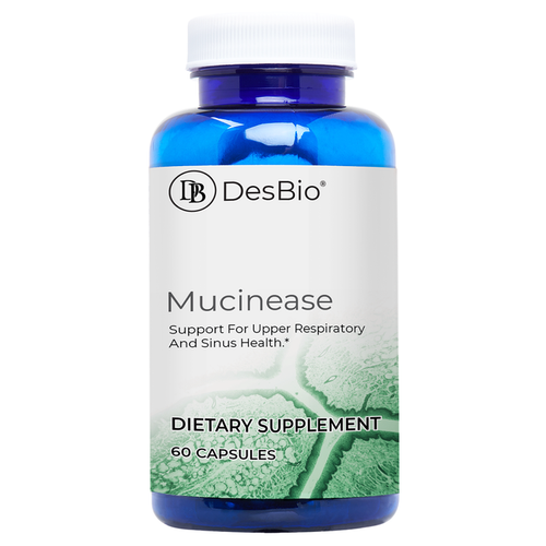 Mucinease supports sinus comfort by promoting normal mucous viscosity and balanced inflammatory responses. It helps support the immune system and aids in the breakdown of mucous in the upper respiratory tract.