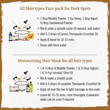 Mulethi Powder Face Pack for Women & Men, Brightening + Glowing Skin Yastimadhu - Keya Seth Aromatherapy