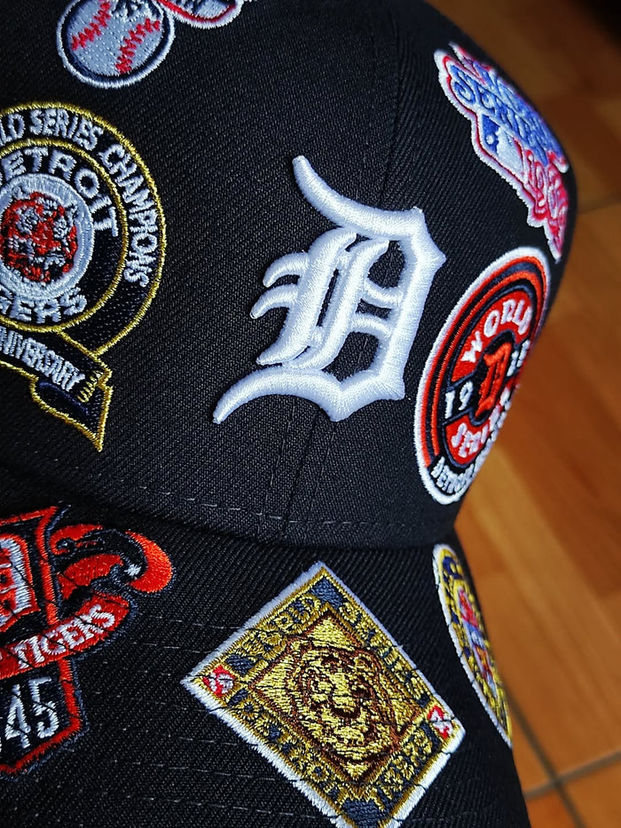 Navy Blue Detroit Tigers All Over Logo Gray Bottom 59FIFTY New Era Fitted
