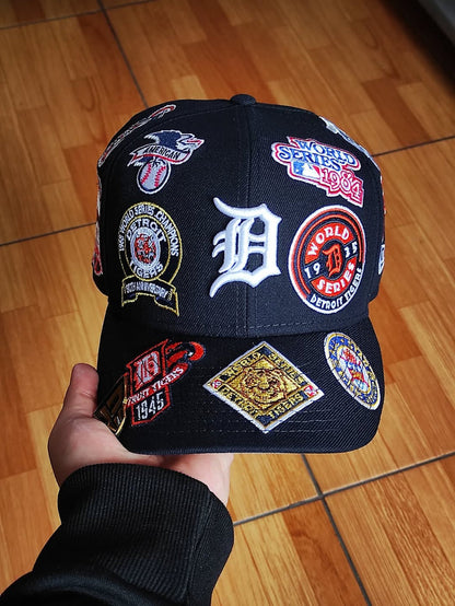 Navy Blue Detroit Tigers All Over Logo Gray Bottom 59FIFTY New Era Fitted