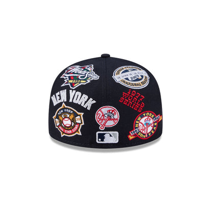 Navy Blue New York Yankees All Over Logo Gray Bottom 59FIFTY New Era Fitted
