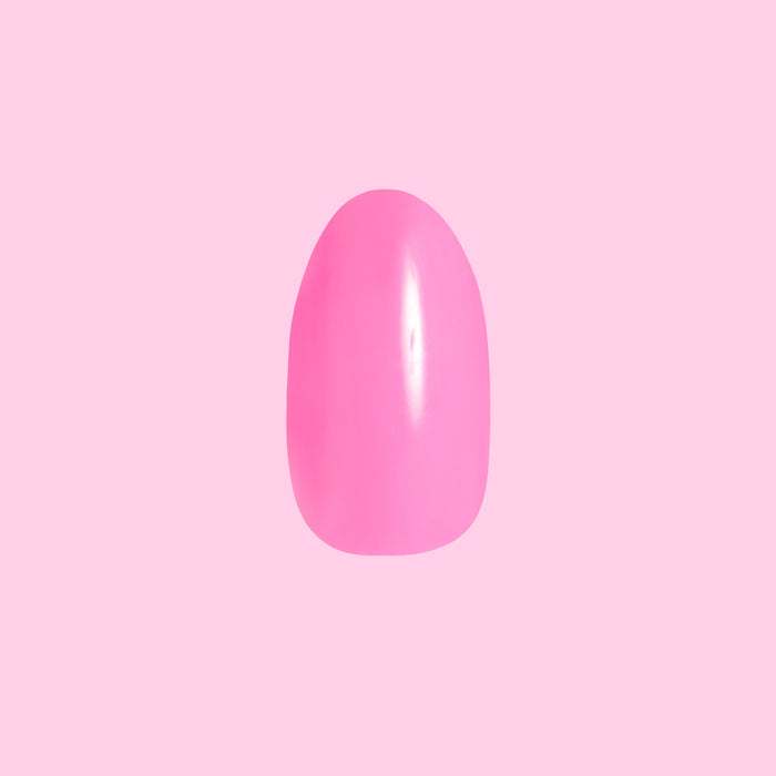 Neon Flamingo | Oval | Medium glossy press-on nail in vibrant neon pink for a bright at-home manicure