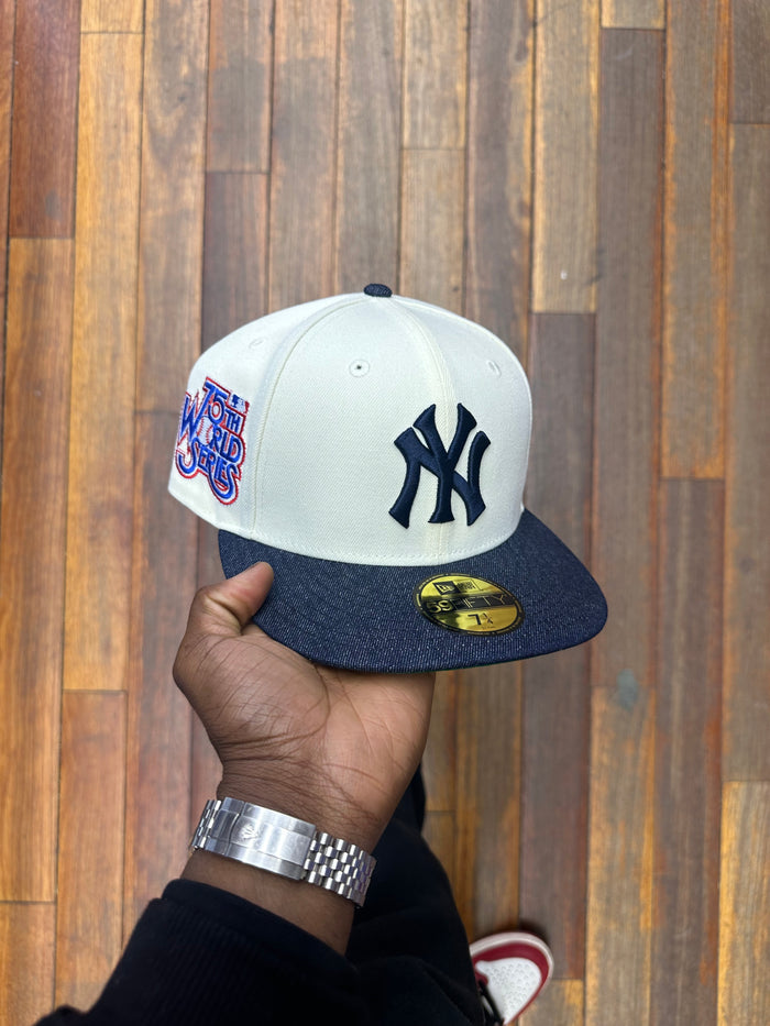 New York Yankees Chrome Creme White & Denim Visor 75th