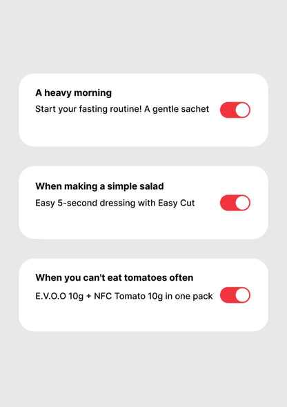 Three toggle switches with text on a gray background