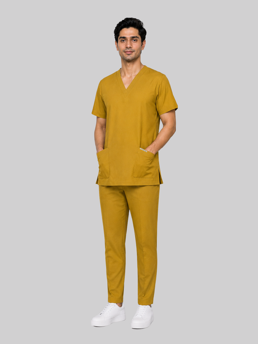 ONYX 4 POCKET V NECK MEN (MUSTURD) SCRUB