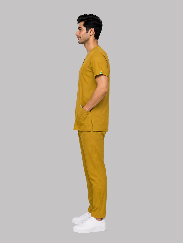 ONYX 4 POCKET V NECK MEN (MUSTURD) SCRUB