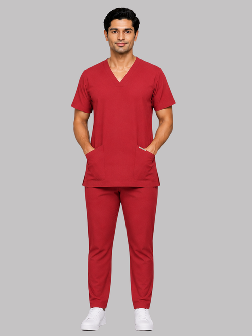 ONYX 4 POCKET V NECK MEN (RED) SCRUB