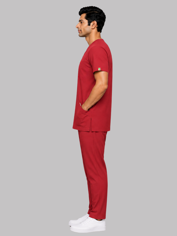 ONYX 4 POCKET V NECK MEN (RED) SCRUB