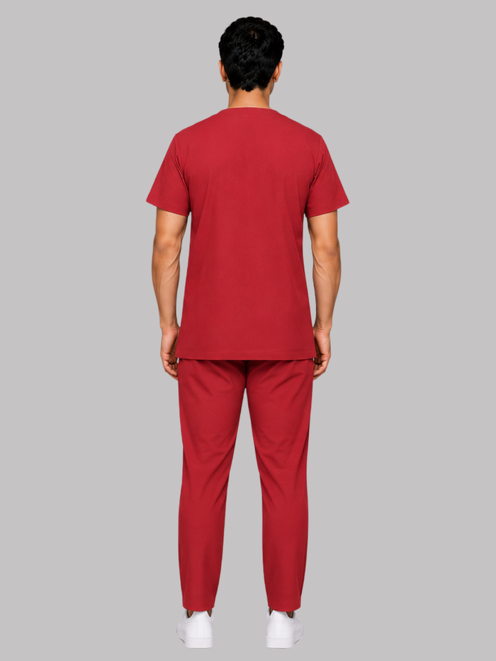 ONYX 4 POCKET V NECK MEN (RED) SCRUB