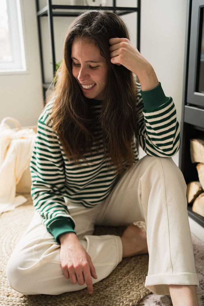 Oversize Sweater | Jungle Green Stripes Adult Kid's Stuff [Trucs d'enfants]