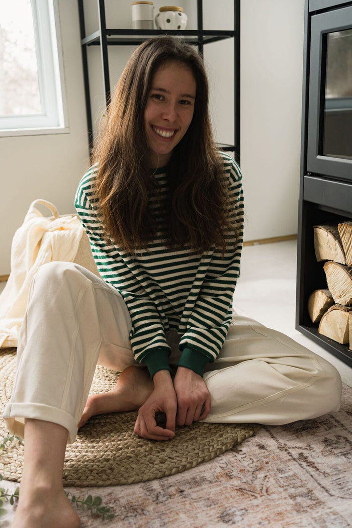 Oversize Sweater | Jungle Green Stripes Adult Kid's Stuff [Trucs d'enfants]