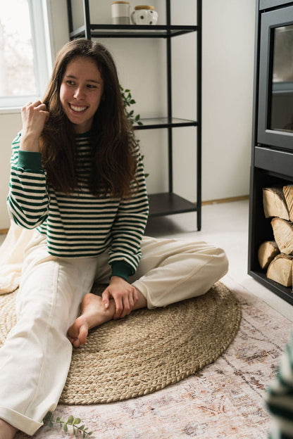 Oversize Sweater | Jungle Green Stripes Adult Kid's Stuff [Trucs d'enfants]