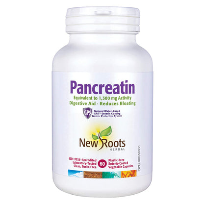 Bottle of New Roots Pancreatin 60 Vegetable Capsules