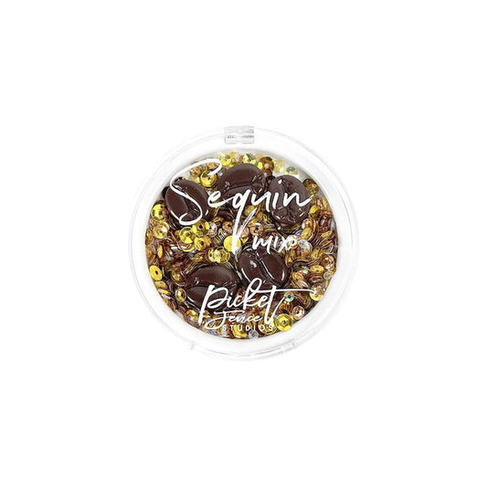 Picket Fence - Sequin Mix & Embellishments - Coffee Beans. Available at Embellish Away located in Bowmanville Ontario Canada.