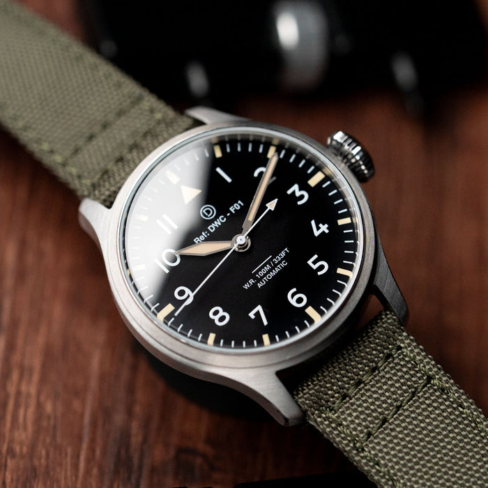 DIY WATCH CLUB Nylon Fabric Strap -- Army Green - pilot watch - vintage watch