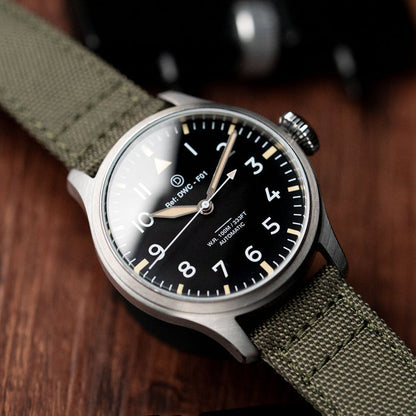 DIY WATCH CLUB Nylon Fabric Strap -- Army Green - pilot watch - vintage watch