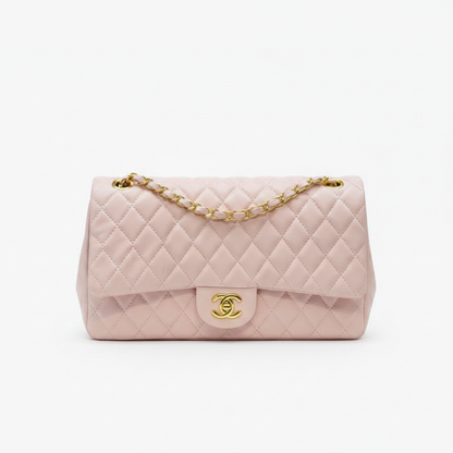 Blush Pink Double Flap Quilted Bag
