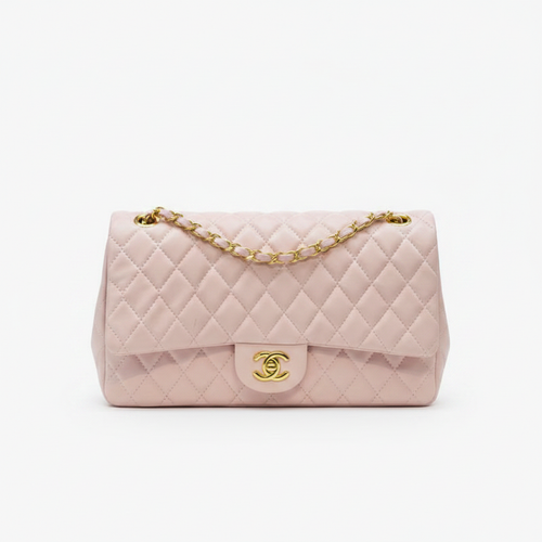 Blush Pink Double Flap Quilted Bag