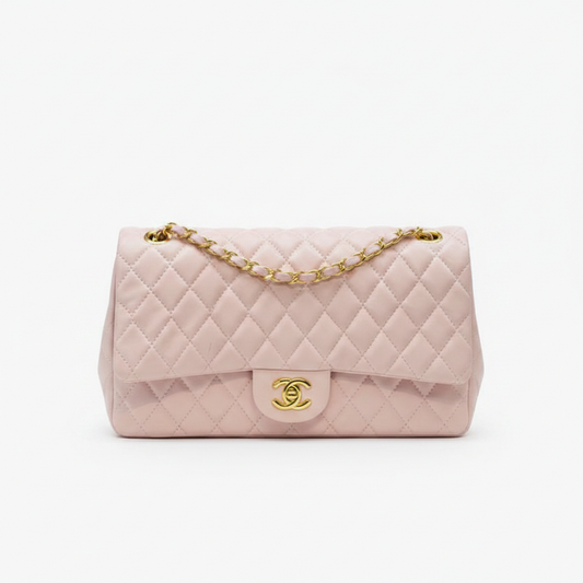 Blush Pink Double Flap Quilted Bag