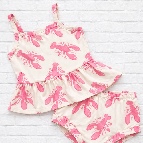 Pink Lobsters Cami Peplum & Shorties