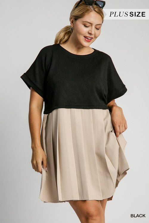 Pleated Skirt Mini Dress