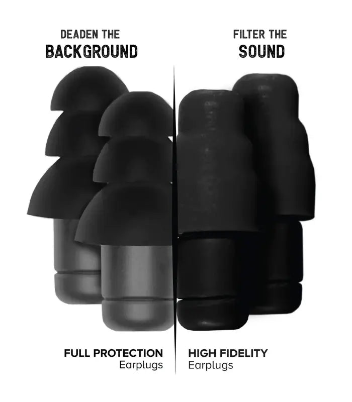 Plugfones Dynamics Hi-Fidelity Earplugs from Sleep and Sound displayed with accessories designed for noise reduction and high clarity sound